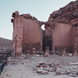 Qasr al-Bint temple inside the ancient Nabatean city, Petra, UNESCO World Heritage Site, Jordan, Middle East