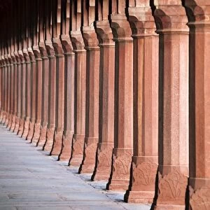 Red sandstone columns, Taj Mahal, UNESCO World Heritage Site, Agra, Uttar Pradesh state, India, Asia