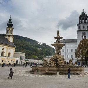 Residence Square in the historic heart of Salzburg, Austria, Europe