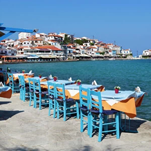 Restaurants on harbour, Kokkari, Samos, Aegean Islands, Greece