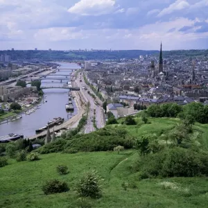 River Seine Print - Aerial View of Rouen, France River Seine Print - Aerial View of Rouen, France