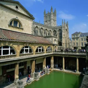 The Roman Baths with the Abbey behind, Bath UNESCO Print