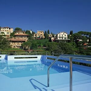 Rooftop pool, Santa Margherita Ligure, Portofino Peninsula, Liguria, Italy, Europe