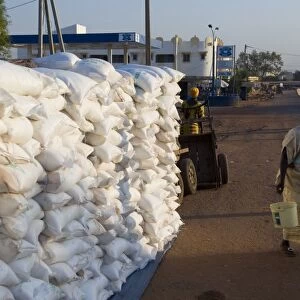 Salt sacks in the market, Sikasso, Mali, Africa