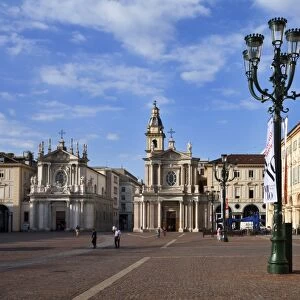 Santa Cristina and San Carlo Churches from Piazza San Carlo, Turin, Piedmont, Italy, Europe