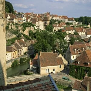 Semur en Auxois from the ramparts, Burgundy, France, Europe