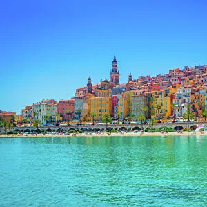Skyline of Menton, Alpes-Maritimes, Cote d Azur, Provence, French Riviera, France