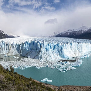 Southern terminus of Perito Moreno glacier, Lago Argentino and mountains, Los Glaciares