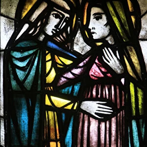 Stained-glass window of The Visitation, St. Petrus and St