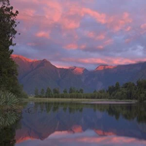 Sunset, Lake Matheson and Southern Alps