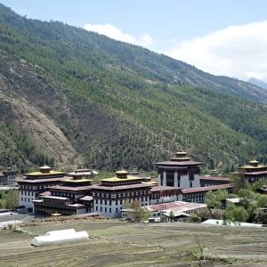 Thimpu dzong (monastery) buildings, Thimpu, Bhutan, Asia