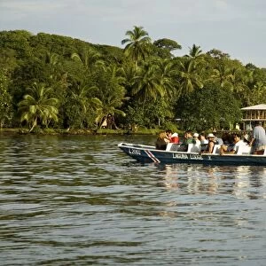 Tourist boat on canal, Tortuguero, Costa Rica, Central America