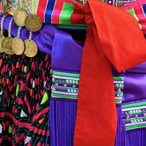 Detail of traditional dress of Hmong woman, Lao New Year Festival, Luang Prabang