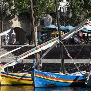 Traditional fishing boats in harbour, Collioure, Pyrenees-Orientales, Cote Vermeille