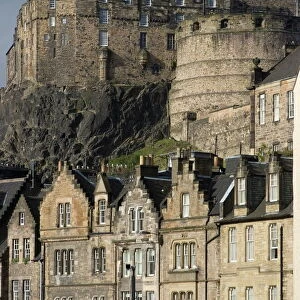 View of Edinburgh Castle from Grassmarket, Edinburgh, Lothian, Scotland