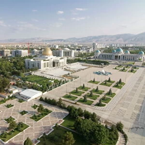 View over the government quarter and center of Ashgabad, Turkmenistan, Central Asia, Asia