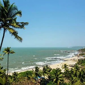 View over Vagator Beach, Goa, India, Asia