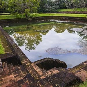 Water Gardens in the Royal Gardens at Sigiriya Rock Fortress (Lion Rock), UNESCO World Heritage Site, Sigiriya, Sri Lanka, Asia