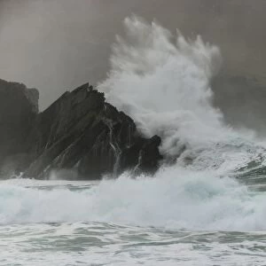 Waves crashing on rocks, Clogher Bay, Clogher, Dingle Peninsula, County Kerry, Ireland