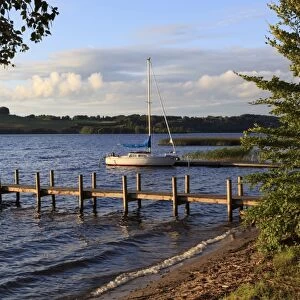 Yacht on Julso Lake, near Silkeborg, Lake District, Jutland, Denmark, Scandinavia, Europe
