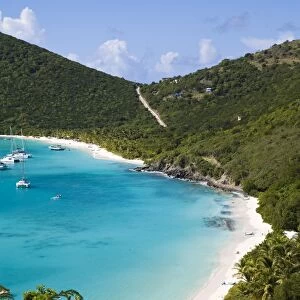 Yachts anchored in White bay, island of Jost Van Dyck, British Virgin Islands