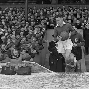 Billy Liddell leads out Liverpool in the 1956 FA Cup