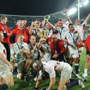 The England team celebrate after winning the World Cup in 2003