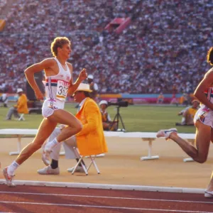 Sebastian Coe leads Steve Cram and Steve Ovett in the 1500m Final at the 1984 Summer Olympics in LA