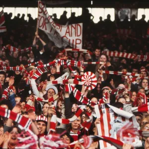 Sunderland fans in Roker Park cheer their team during the 1973 FA Cup homecoming