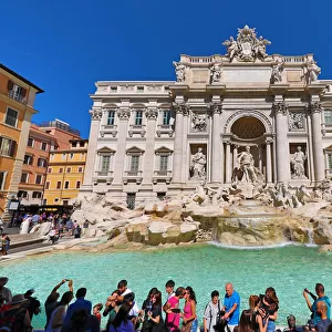 Crowds at the Trevi Fountain, Rome, Italy