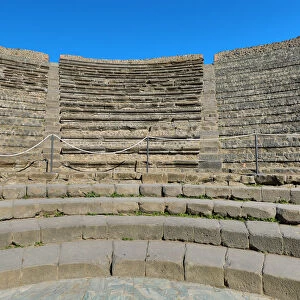Small ruined amphitheatre in the ancient Roman city of Pompeii, Italy