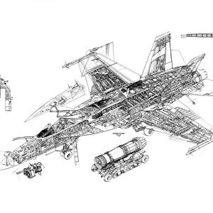 Boeing F / A-18F Super Hornet Cutaway Drawing