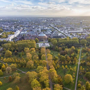 Aerial view from helicopter, Hyde Park, London, England