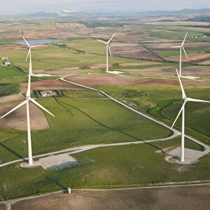 Aerial view of wind turbines, Andalucia, Spain