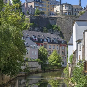 Alzette valley with Eglise St. Michel, Grund, Luxembourg