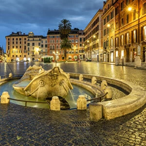 Barcaccia fountain, Piazza di Spagna and Spanish Steps, Rome, Lazio, Italy