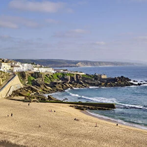 The beach and village of Ericeira overlooking the Atlantic Ocean. Portugal