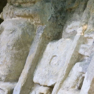 Belize, Lamanai, Mask Temple (Structure N9-56), 13ft mask of a man in a crocodile