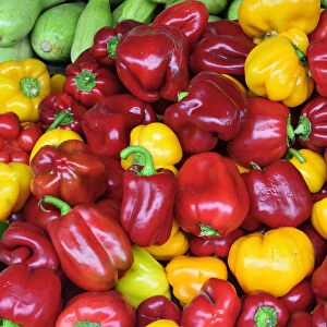 Bell peppers. Central market (Centraltirgus). Riga, Latvia