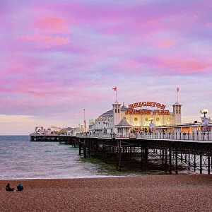 Brighton Palace Pier at dusk, City of Brighton and Hove, East Sussex, England, United Kingdom
