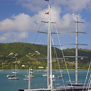 Caribbean, Antigua, Yachts moored in English Harbour, Nelsons Dockyard