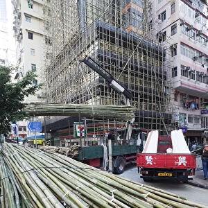 China, Hong Kong, Bamboo Scaffolding