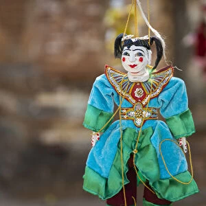 Close-up of Burmese puppet (AKA Yoke the or marionettes) hanging from strings, Mandalay