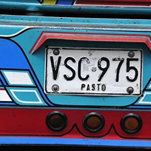 Colombian bus license plates, Las Lajas, Colombia, South America