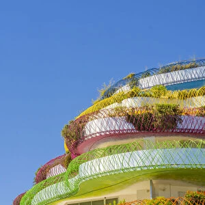 The colourful Las Boas de Ibiza apertment complex, designed by Jean Nouvel, Marina Ibiza, Ibiza Town, Ibiza, Balearic Islands, Spain