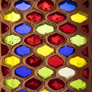 Colourful window detail, City Palace, Udaipur, Rajasthan, India