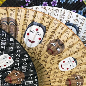 Decorative paper fans for sale in Insa-dong, Seoul, South Korea