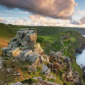 Dramatic coastal scenery at the Valley of Rocks in Exmoor National Park, Devon, England