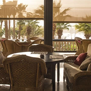 Egypt, Upper Egypt, Aswan, Terrace at the Sofitel Legend Old Cataract hotel situated