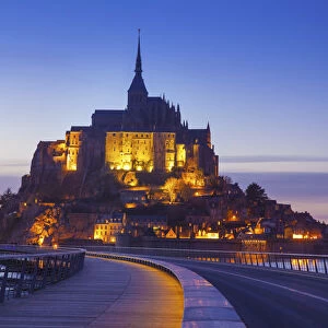 France, Normandy, Le Mont Saint Michel at dusk